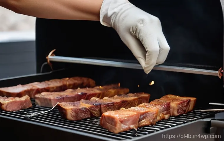 훈제 기법으로 즐기는 세계 각국의 요리 - **Prompt:** A beautifully arranged wooden table filled with a variety of perfectly smoked delicacies...